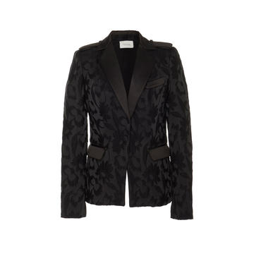 Claudya Double-Button Floral Jacquard Blazer