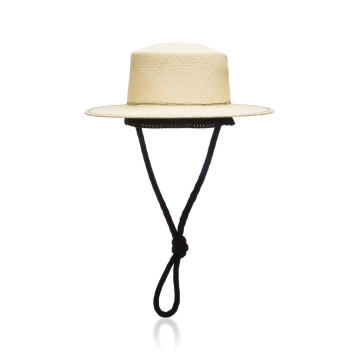 Cotton-Trimmed Straw Hat