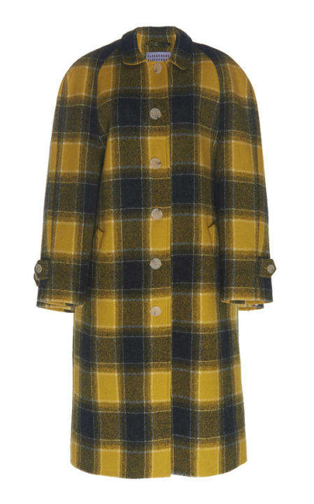 Single-Breasted Wool Plaid Coat展示图
