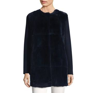 Aire Fur Paneled Long Coat