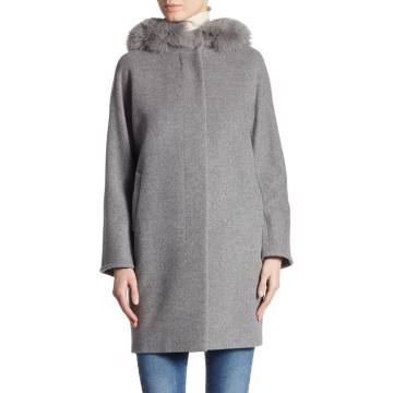Fox Fur-Trimmed Coat
