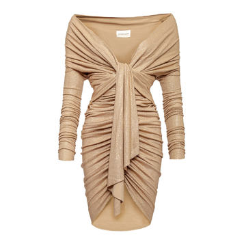 Draped Neckline Lurex Mini Dress