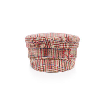 Houndstooth Wool Baker Boy Cap