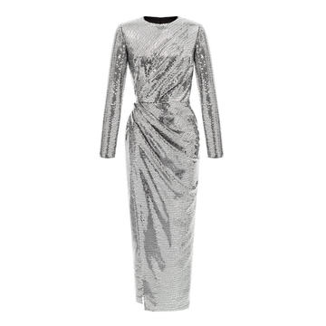 Sequined Long Sleeve Gown