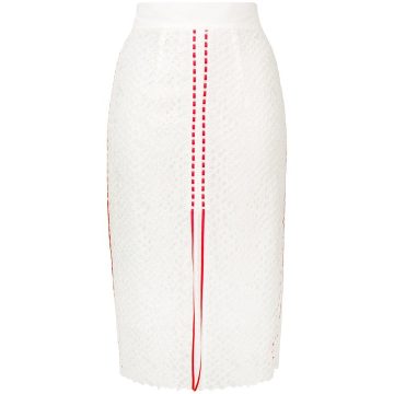 stripe details lace skirt