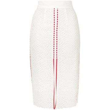 stripe details lace skirt