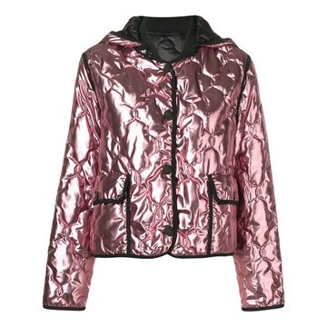 metallic hooded jacket