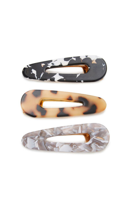 Exclusive Set-Of-Three Marbled Resin Hairclips展示图