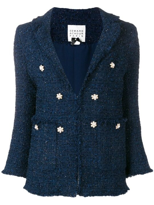 floral embellished tweed jacket展示图