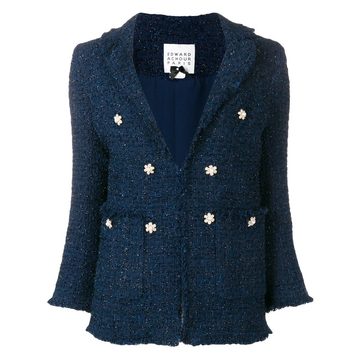 floral embellished tweed jacket