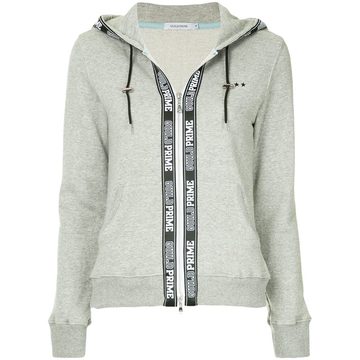 logo print zipped hoodie