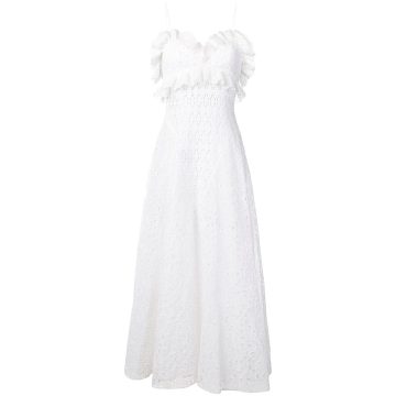 long embroidered frill dress