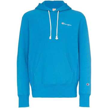 logo embroidered hooded cotton jumper