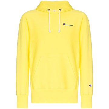 logo embroidered hooded cotton jumper