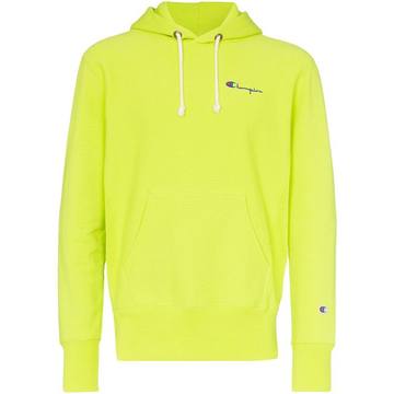 logo embroidered hooded cotton jumper