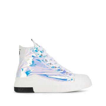 metallic hi-top sneakers