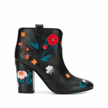 花卉刺绣及踝靴