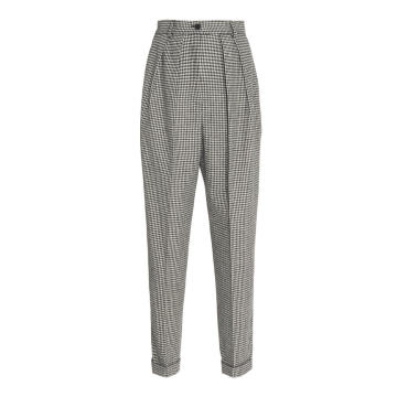 Wool-Blend Straight-Leg Houndstooth 'Carrot' Trousers