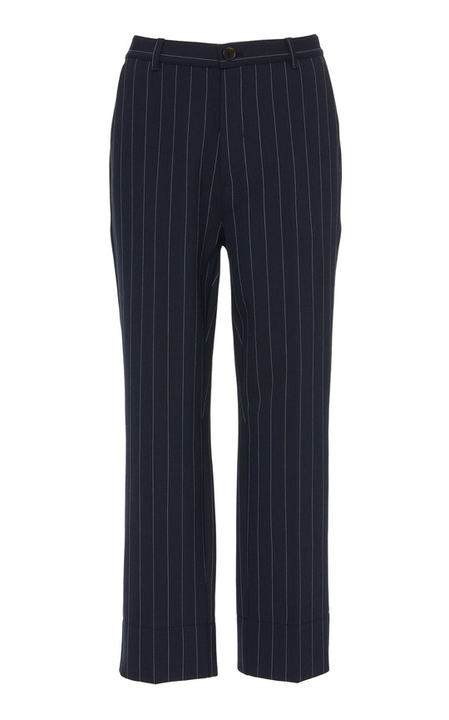 Hewitt Pinstriped Cady Straight-Leg Pants展示图