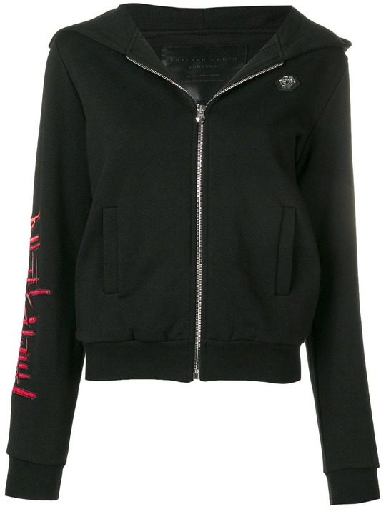 embellished skull zip front hoodie展示图