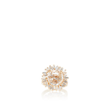 18K Yellow Gold White Topaz Vitrine Ring