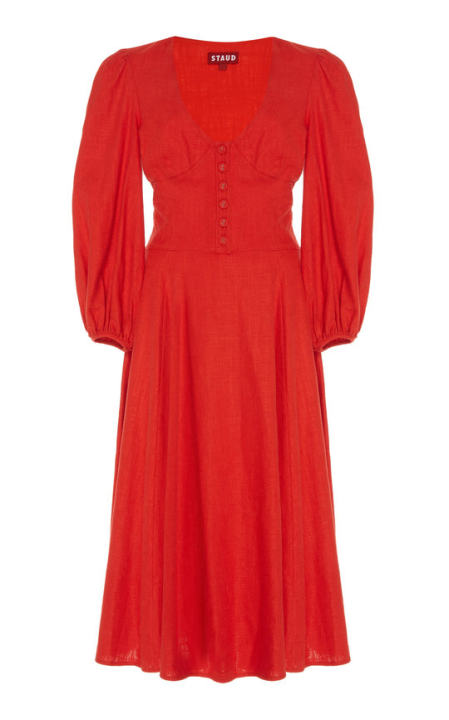 Birdie Linen-Blend Jersey Midi Dress展示图