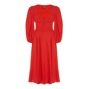 Birdie Linen-Blend Jersey Midi Dress