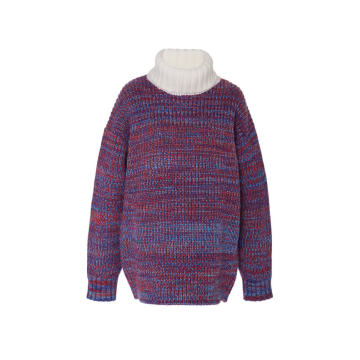Wool Tweedy Sweater Oversized Turtleneck Pullover