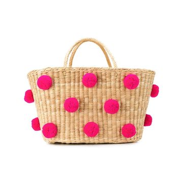 woven pom pom bag