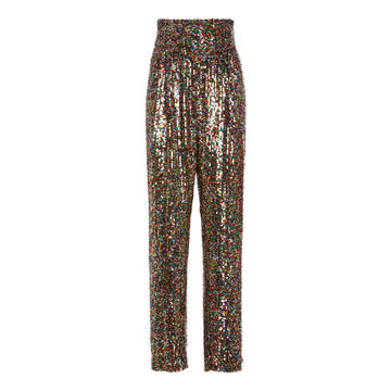 High-Waisted Sequined Tapered Pants