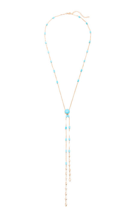 14K Rose Gold Diamond Turquoise Bolo Necklace展示图