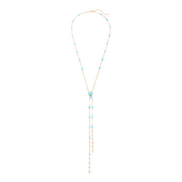 14K Rose Gold Diamond Turquoise Bolo Necklace