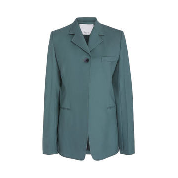 Single-Button Wool Poplin Blazer