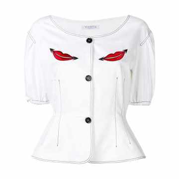 embroidered lips jacket