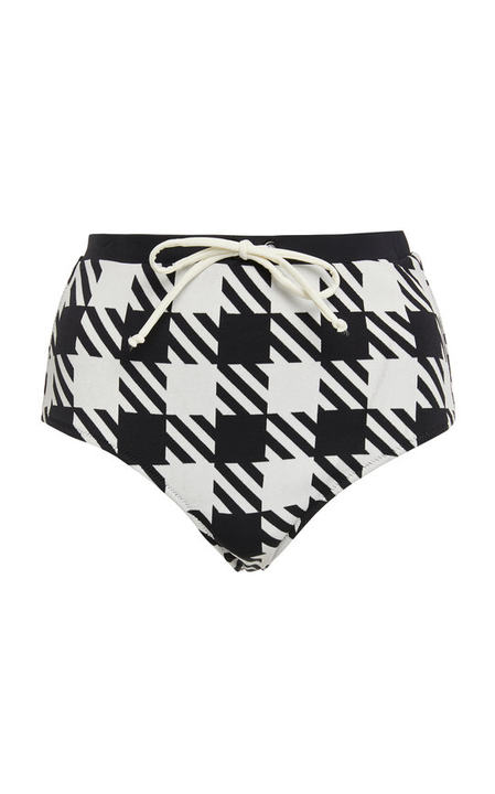 Monika Houndstooth Hish-Rise Bikini Briefs展示图