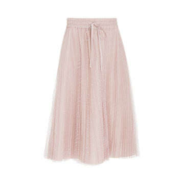 Embellished Tulle Pleated Midi Skirt