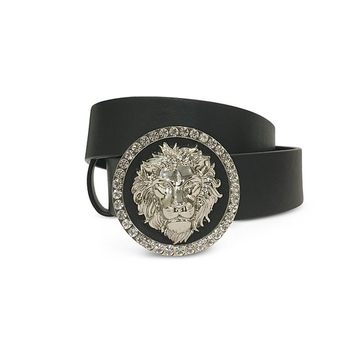 Crystal Lion Buckle Women's Belt