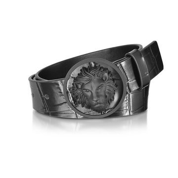 Black Croco Embossed Leather Men's Belt