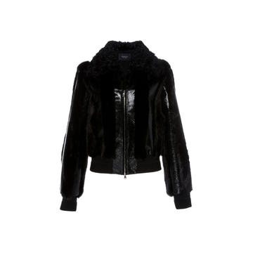 Water Snake Moto Jacket With Mink Collar