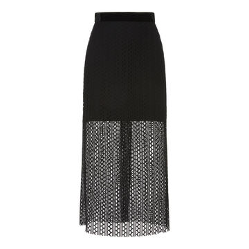 Open Weave Lace Midi Skirt