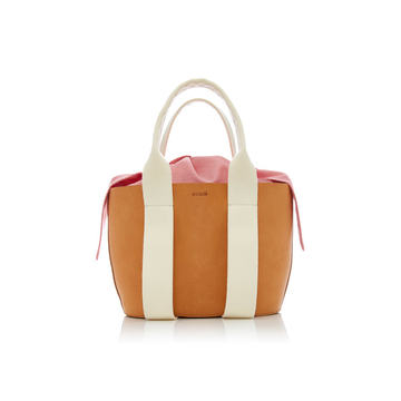 Caba Mini Leather and Cotton-Canvas Tote