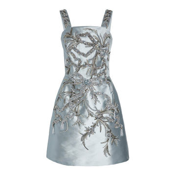 Embellished Sleeveless Satin Mini Dress