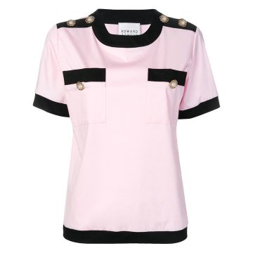 buttoned round neck T-shirt