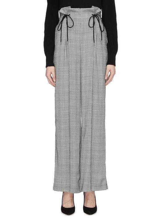 'Hopes Up' houndstooth check plaid wide leg paperbag pants展示图