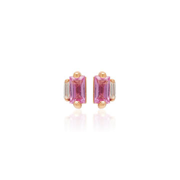 18K Rose Gold, Diamond And Sapphire Post Earrings