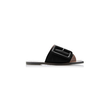 Ceci Buckled Leather Slides