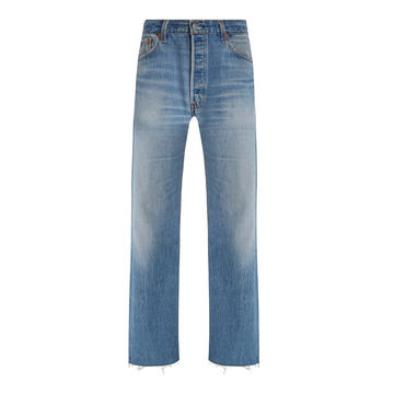 Levis Frayed High-Rise Straight-Leg Jeans