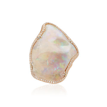 Crystal Opal And Pave Diamond Ring