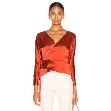 Silk Charmeuse Piping Wrap Top