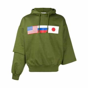 double sleeve flag print hoodie